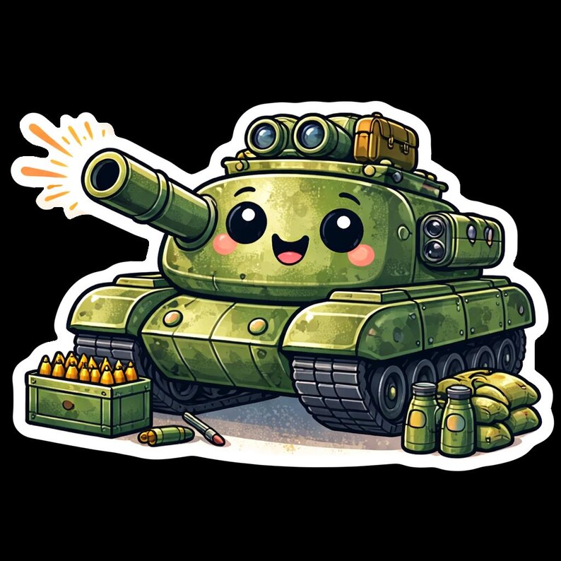 Tank Smiling Chibi Tank Sticker | Military Vehicle Character | Cartoon Army Art - Etsy