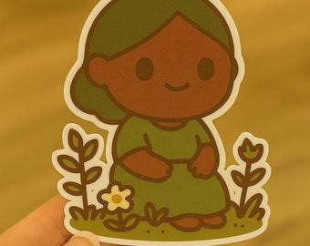 Chibi Asase Yaa Diosa de la Tierra Pegatina troquelada / Mitología Akan