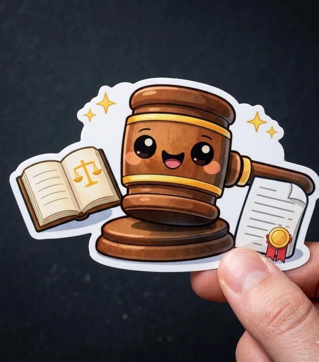 Chibi Gavel Sticker | Kawaii Lawyer, Courtroom, Legal Profession Decal ...