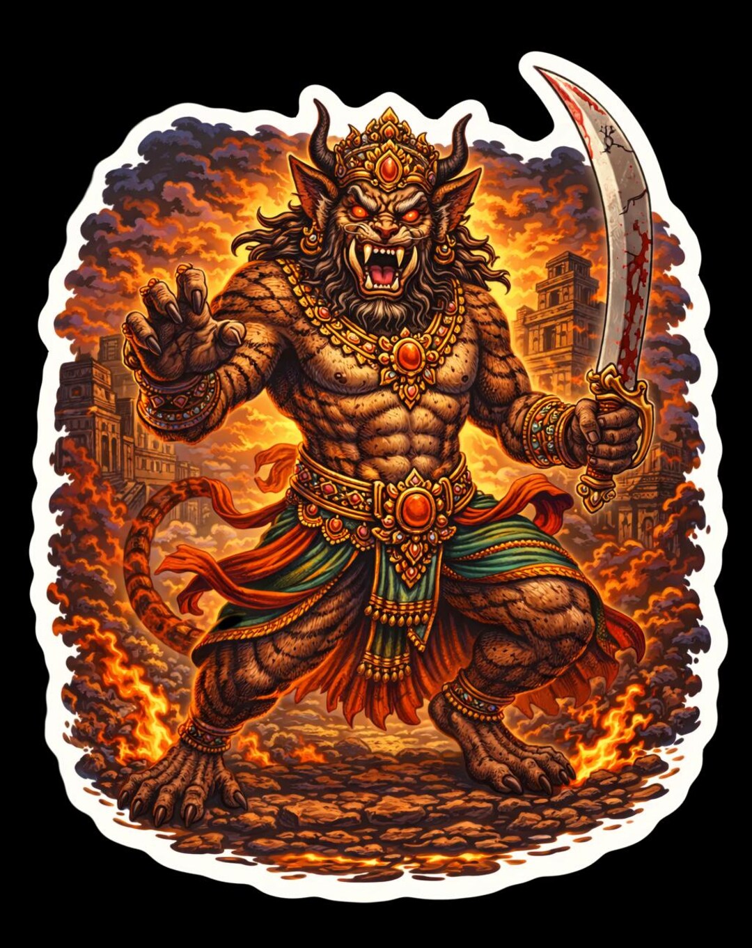 Rakshasa Hindu Mythology Die Cut Sticker, Ancient Demon Warrior - Etsy