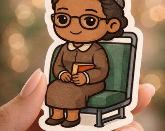 Sticker geschiedenis Rosa Parks, sticker Chibi Civil Rights Icon, Women in History Art