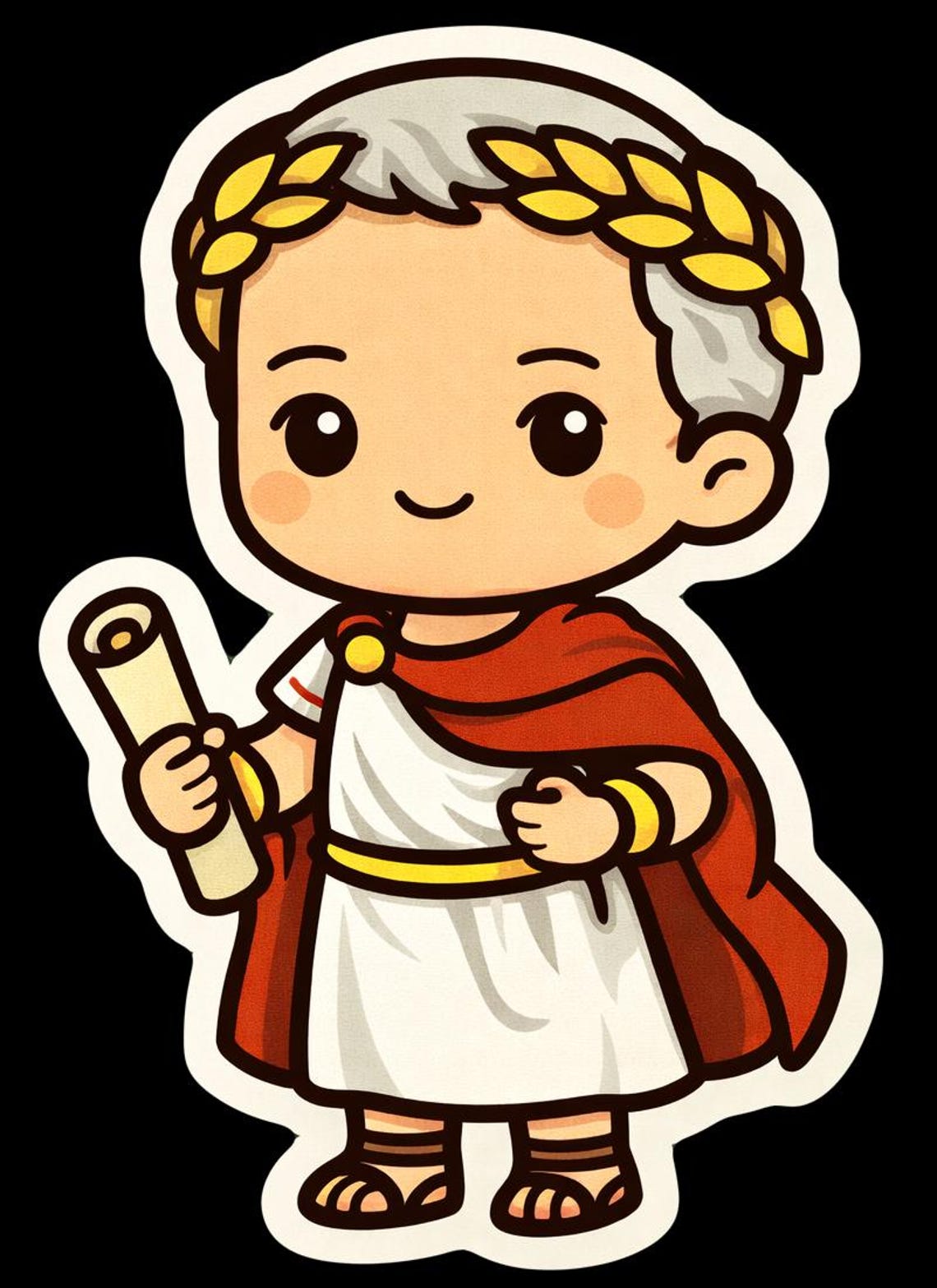 Caesar Sticker Chibi Julius Caesar History Vinyl Sticker, Ancient Rome Leader Die Cut ...