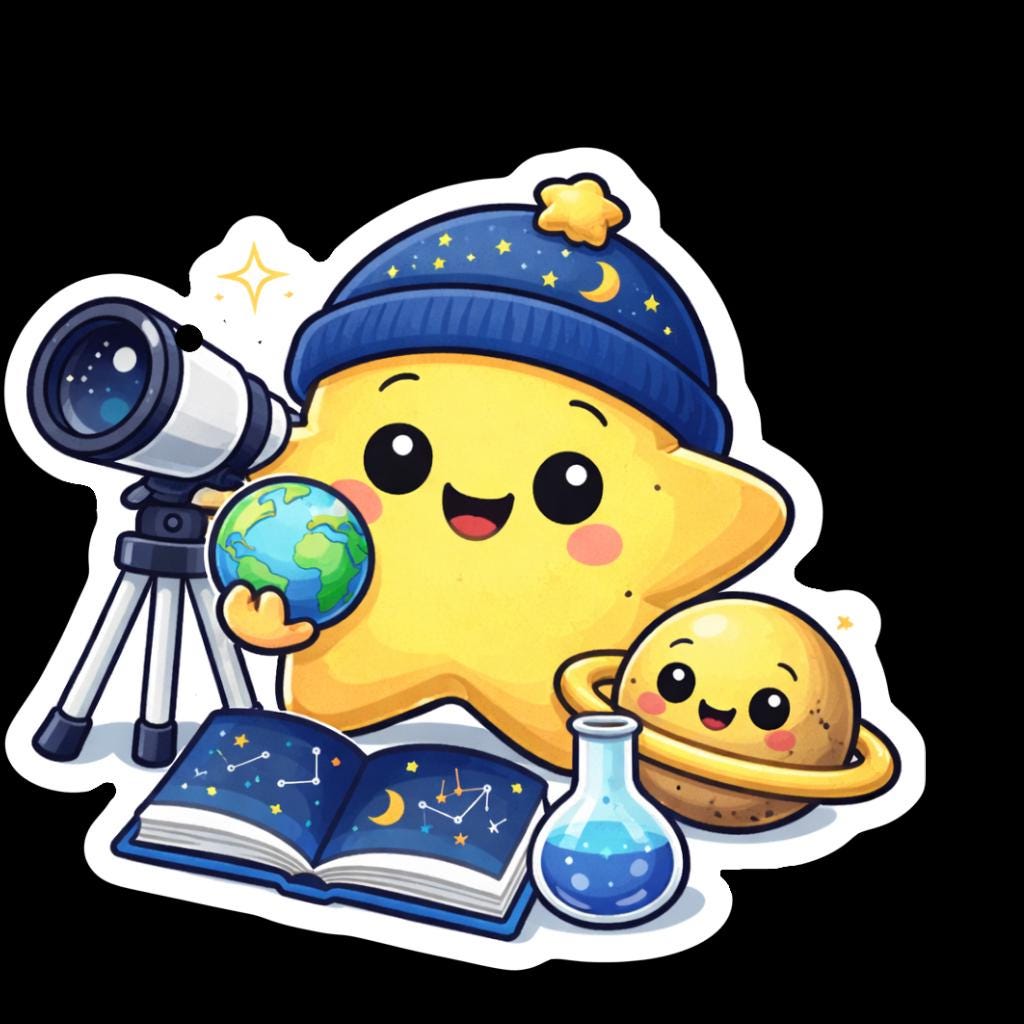 Chibi Astronomer Star Sticker | Space Science Character Art - Etsy