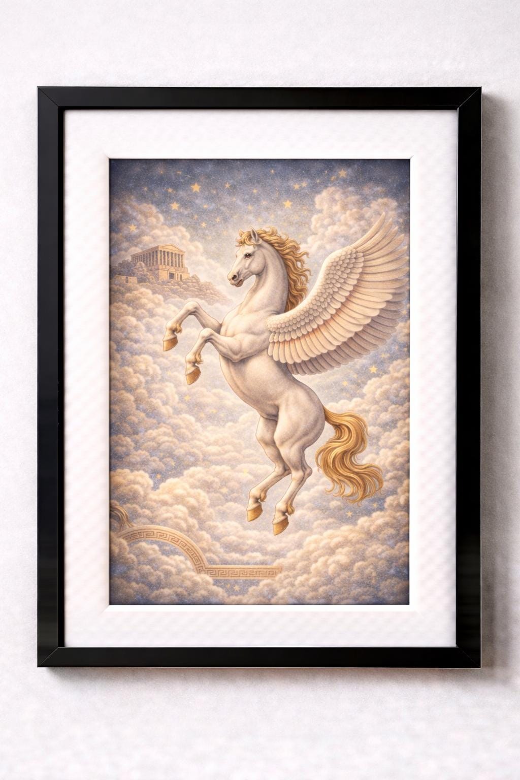 Pegasus Art Print | Greek Mythology Winged Horse Wall Art | Celestial ...