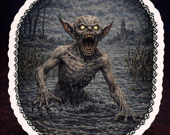 Pegatina de Drekavac, vinilo de criatura del folclore eslavo, calcomanía de monstruo mitológico serbio