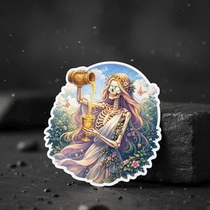 Hebe Skeleton Sticker Gothic Greek Goddess Youth Nectar Dark Mythology Die Cut Sticker