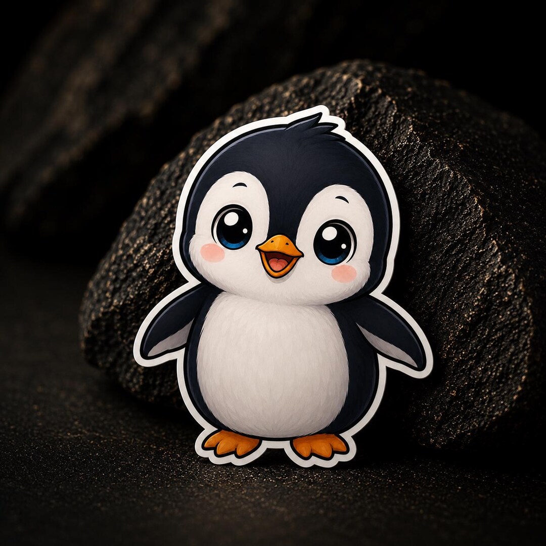 Chibi Penguin Vinyl Die Cut Sticker | Cute Penguin Sticker - Etsy