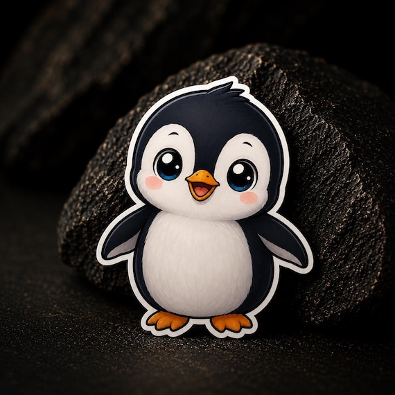 Chibi Penguin Vinyl Die Cut Sticker | Cute Penguin Sticker - Etsy