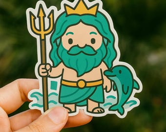 Poseidon Sticker – Chibi Greek Mythology God of the Sea