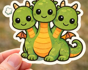 Chibi Zmey Gorynych ビニールステッカー、スラブドラゴン神話、かわいい三頭ドラゴンのダイカットステッカー