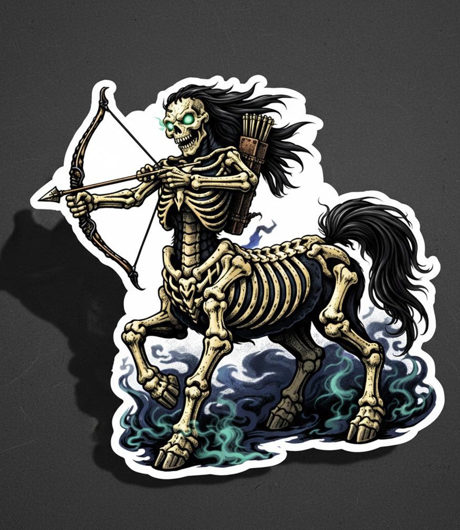 Skeleton Centaur Archer Sticker: Gothic Dark Fantasy Mythology Decal ...
