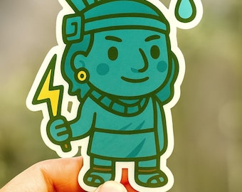 Adesivo in vinile fustellato Chibi Chaac Maya Dio della pioggia