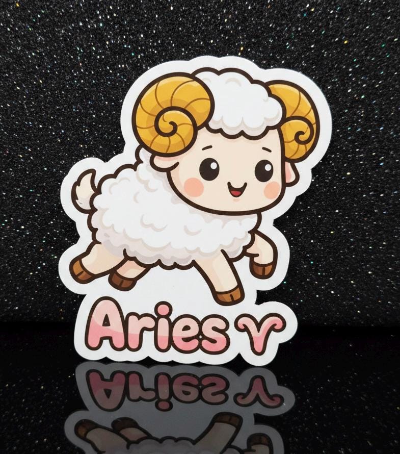 Chibi Aries Vinyl Sticker - Kawaii Zodiac Ram Decal - Etsy