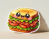 Chibi BLT Sandwich Die Cut Sticker, Kawaii Food Sticker