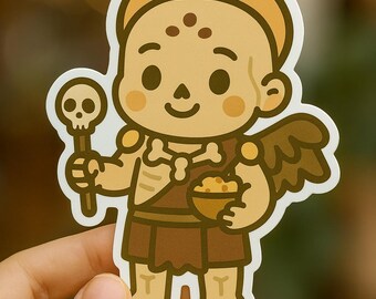 Pegatina de vinilo Chibi Ah Puch de la mitología maya