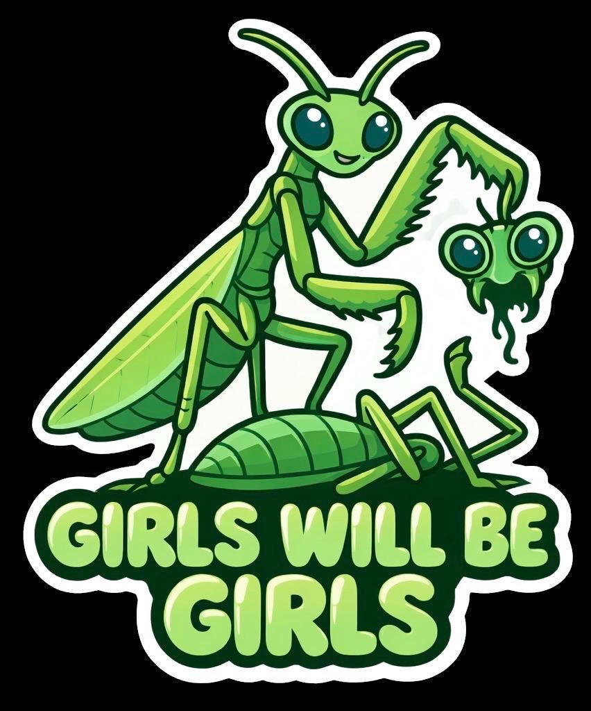 Girls Will Be Girls Praying Mantis Die Cut Vinyl Sticker - Etsy