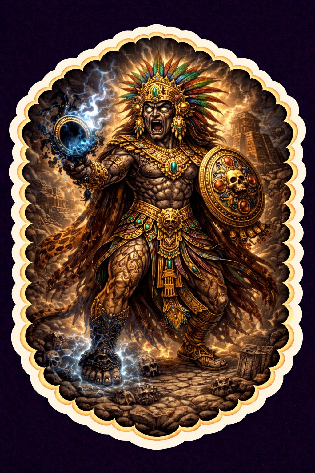 Tezcatlipoca Aztec God Die Cut Sticker, Smoking Mirror Deity, Dark
