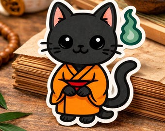 Pegatina de vinilo del gato espiritual Yokai japonés Chibi Nekomata