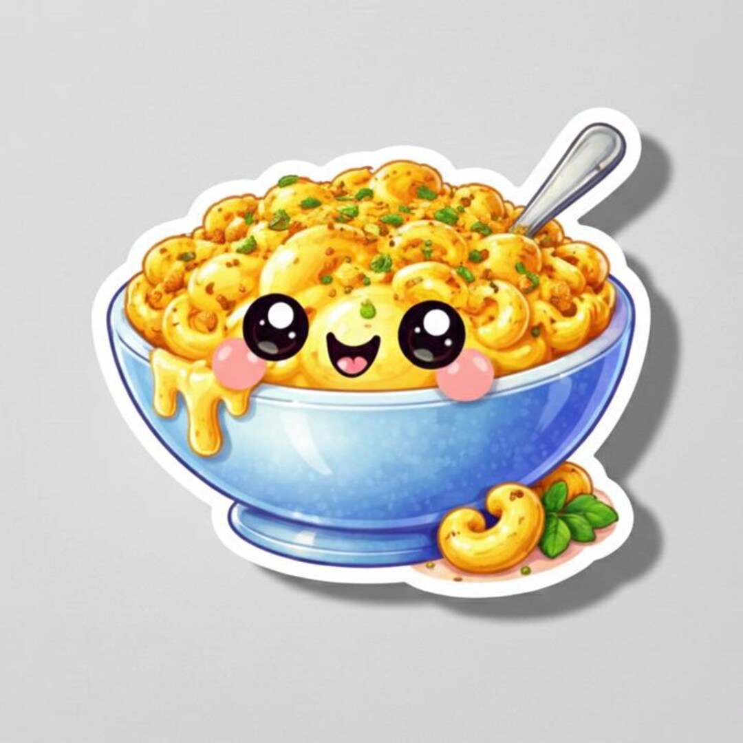 Kawaii Mac and Cheese Sticker | Smiling Comfort Foodie Vinyl Decal - Etsy