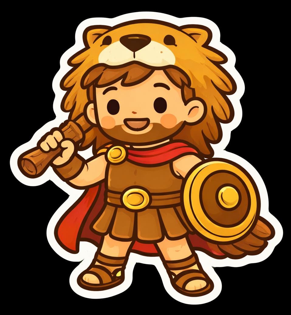 Heracles Sticker Chibi Heracles/hercules Mythology Vinyl Sticker, Greek Hero Die Cut ...