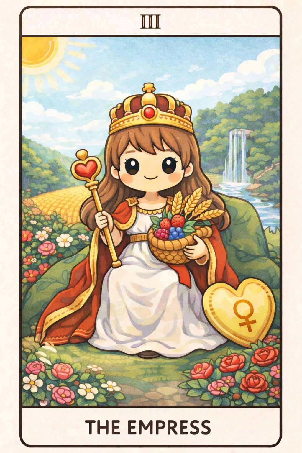 Magor Cibi Chibi the Empress Tarot Card Sticker - Chibi Queen Decal - Major Arcana ...