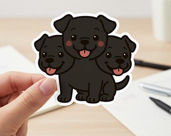 Pegatina kawaii de Cerbero de la mitología griega