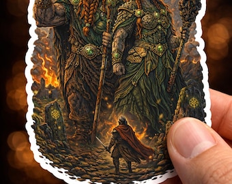 Celtic Giants Mythology Vinyl Sticker, Ancient Earth Guardians Die Cut Sticker