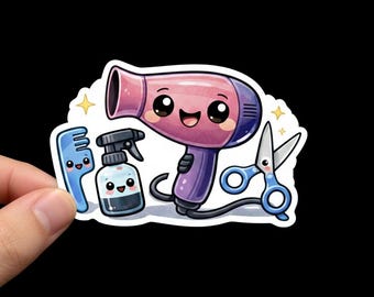 Chibi Hairdresser Sticker | Hairstylist, Cosmetology, Salon Tools Die Cut