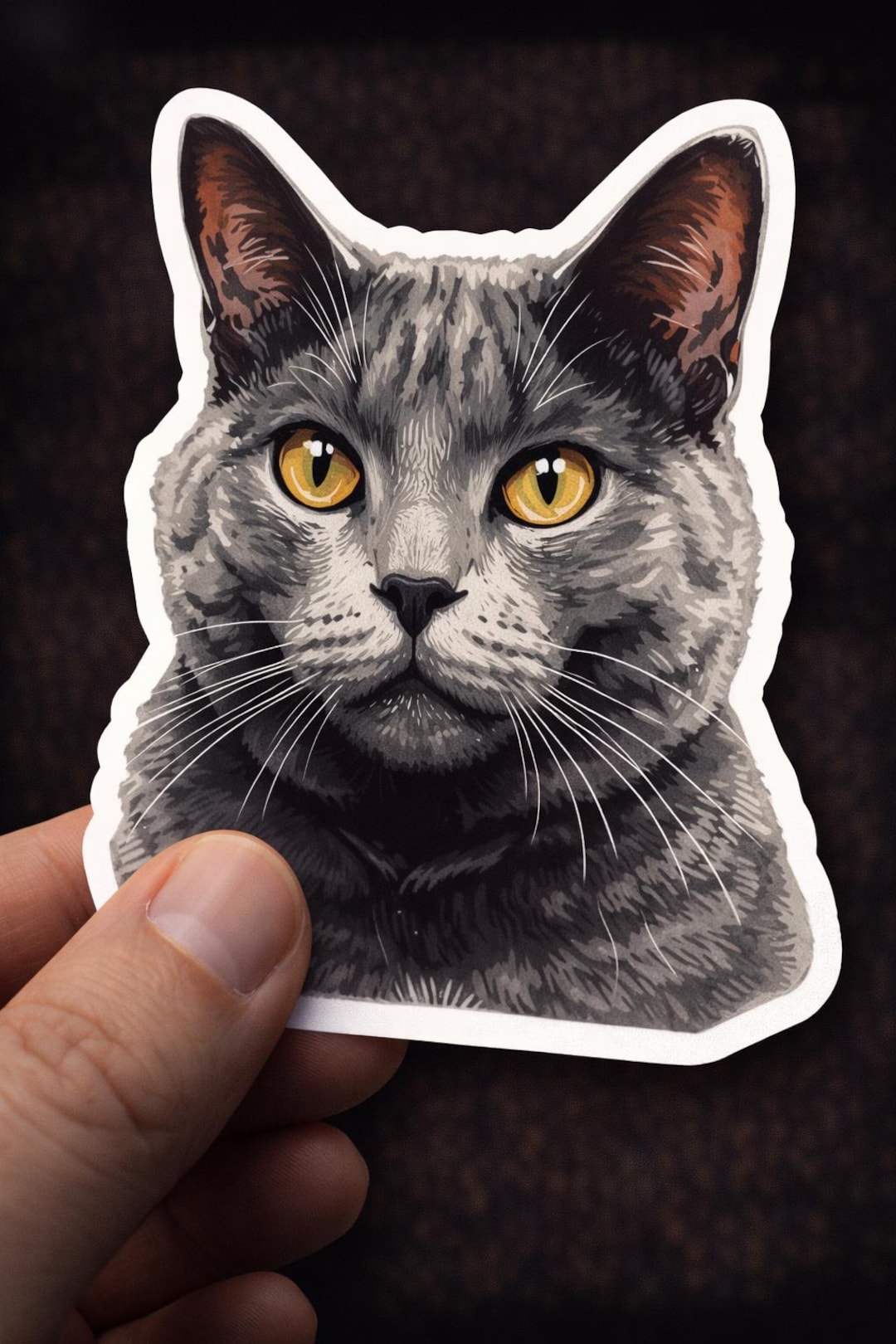 Russian Blue Cat Face Die Cut Sticker - Etsy