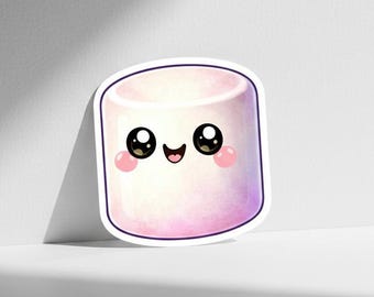 Kawaii Marshmallow Sticker | Cozy Sweet Treat, Pink Ombre Dessert Art