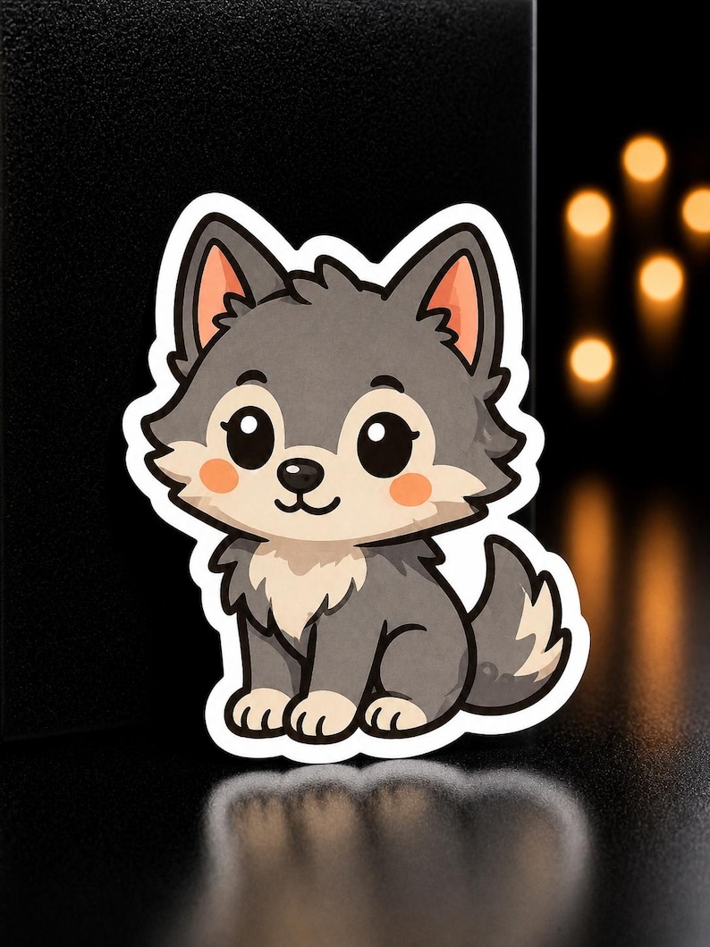 Cute Chibi Wolf Sticker, Kawaii Wolf Vinyl Decal, Adorable Forest ...