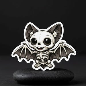 Chibi Skeletal Bat Sticker | Gothic Halloween Creature | Spooky Fantasy Art