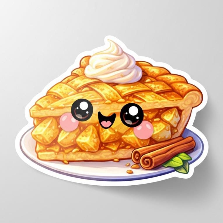 Kawaii Apple Pie Slice Sticker, Happy Dessert Vinyl Decal - Etsy