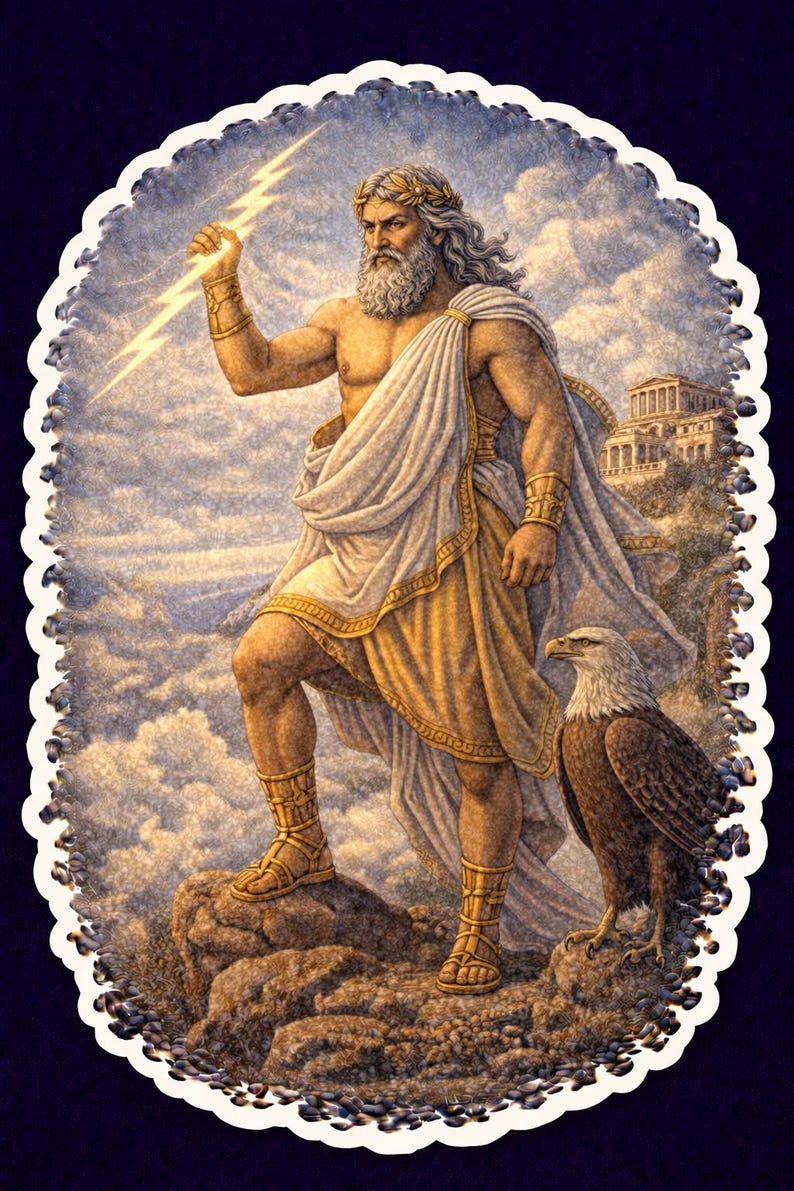 Zeus Die Cut Sticker, Greek God Sticker - Etsy