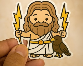Kawaii Zeus Sticker, Greek Mythology Thunder God - Etsy