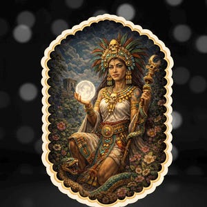 Ix Chel Sticker | Mayan Moon Goddess | Fertility & Magic Deity Art