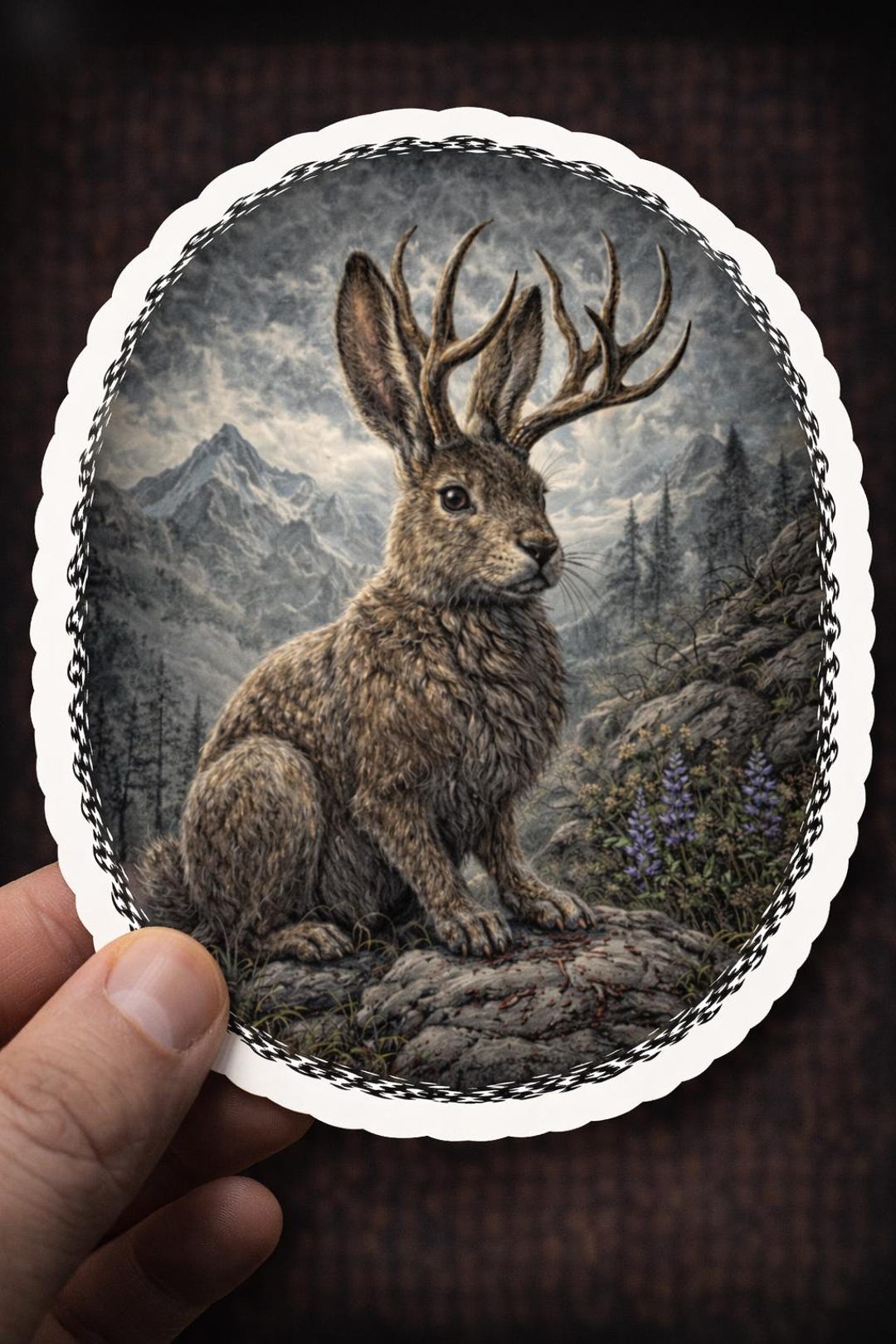 Jackalope Die Cut Sticker, American Cryptid, Antlered Rabbit Folklore ...