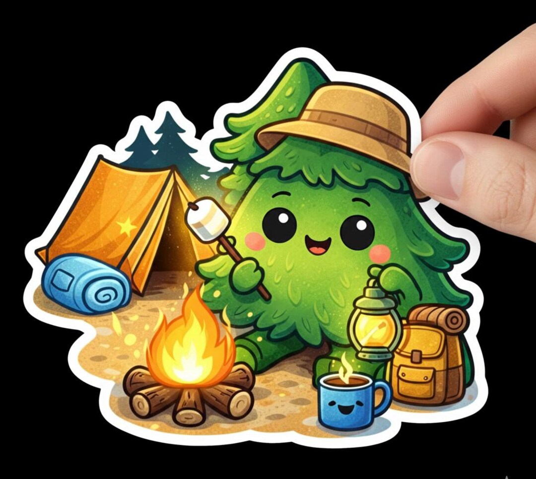 Cbibi Trees Chibi Camping Sticker | Forest Tree Character Campfire Adventure Die ...
