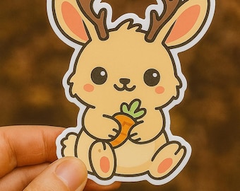 Pegatina de Jackalope: Conejo mítico con astas