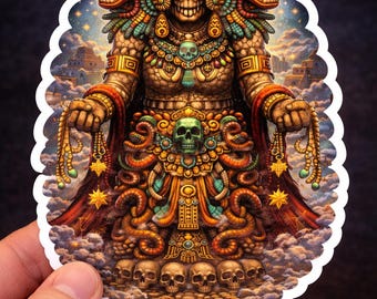 Pegatina de Coatlicue / Diosa de la Tierra Azteca / Mitología Mesoamericana Troquelada