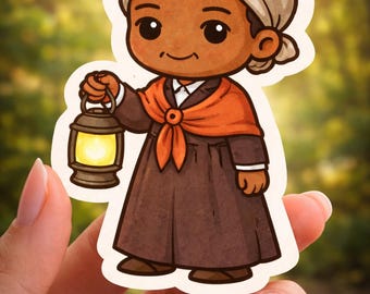 Chibi Harriet Tubman Historical Vinyl Sticker, Abolitionist Die Cut Sticker