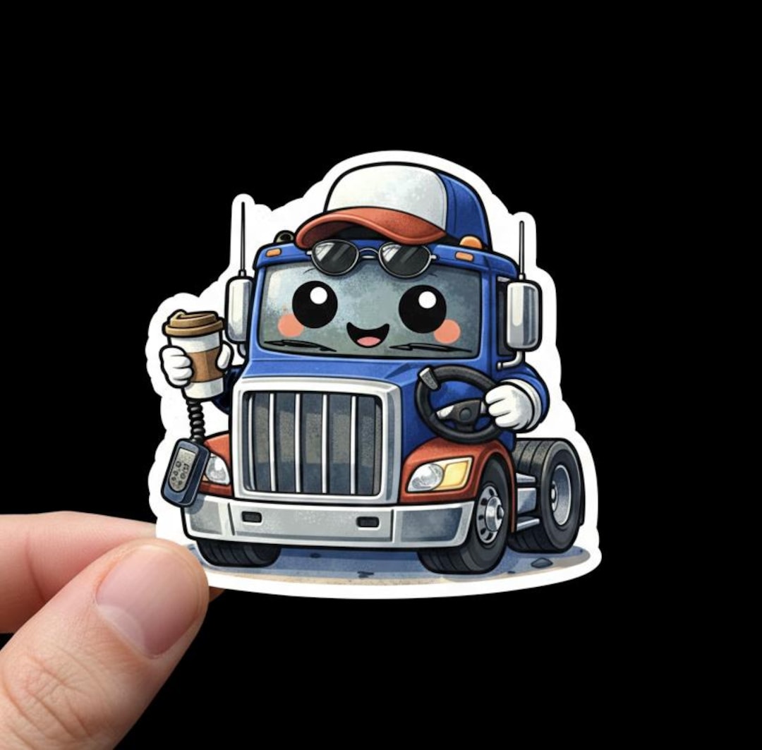 Chibi Truck Driver Sticker | Semi Truck Character | Trucker Life Art - Etsy