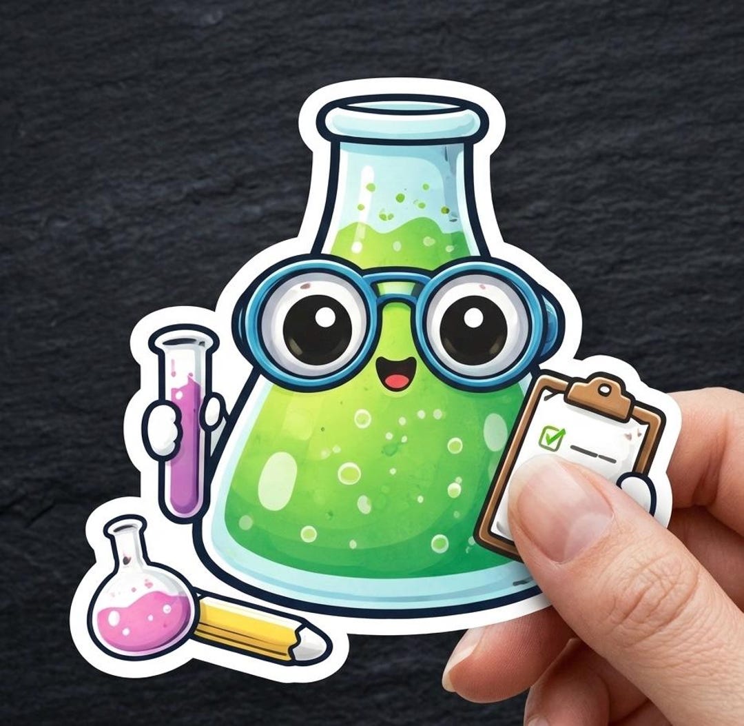 Chibi Science Set Chibi Chemist Sticker | Adorable Lab Flask Character, Science Teacher ...