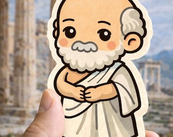 Chibi Socrates Sticker, Greek Philosopher Vinyl Sticker, Cute Philosophy Art