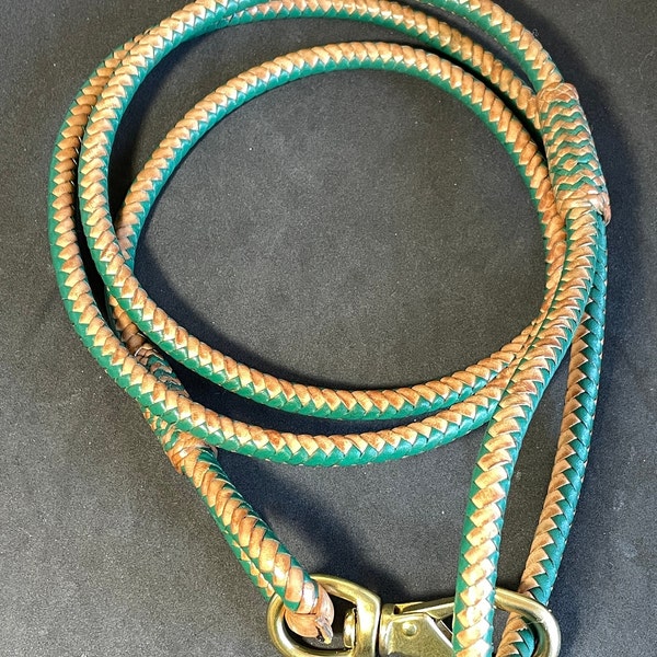 5 ft. Two tone Braided Kangaroo Dog Lead with brass swivel snap