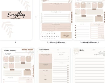 Everything Digital Planner: schedule, reflections, meals planning, habit trackers, intentions, all-in-one planner for iPad desktop digital