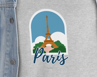 Paris, Love - Unisex Heavy Cotton Tee, City of Lights and Love, Paris, France t-shirt, unisex, Eiffel Tower shirt, travel tee, travel gift,