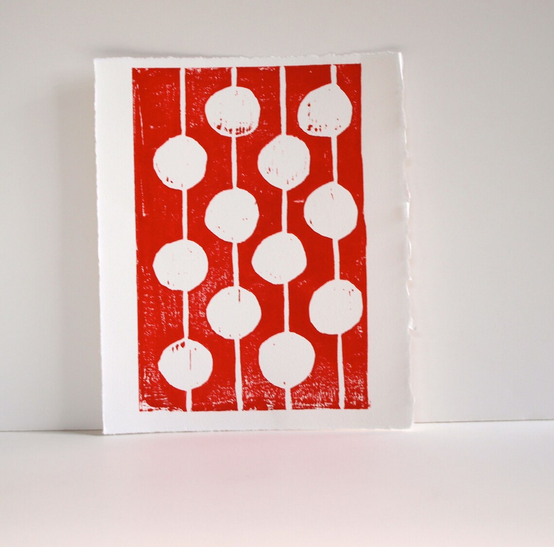Red and White Polka Dot Art Print linocut 8x10 Etsy