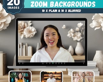 Modern Bookshelf Zoom Backgrounds, Office Library Decor (Digital Download)