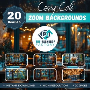 20 Cozy Cafe Professional Virtual Background Bundle | Zoom Background | Microsoft Teams Background | WebEx | Skype | Google Meet